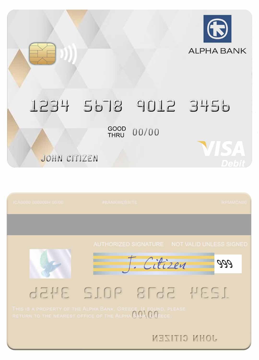 Greece Alpha Bank visa debit card